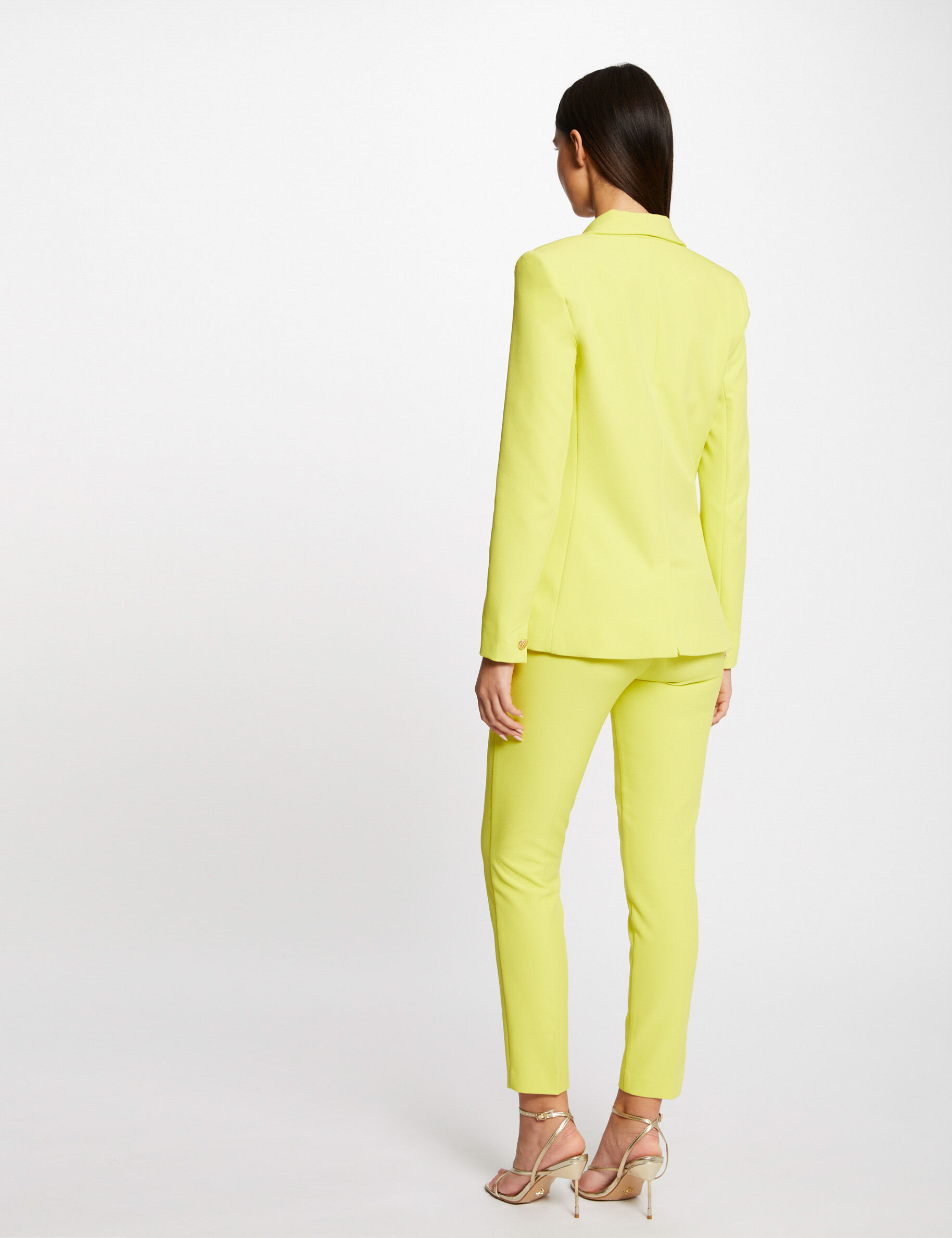 Veste cintrée boutonnée jaune femme - jaune