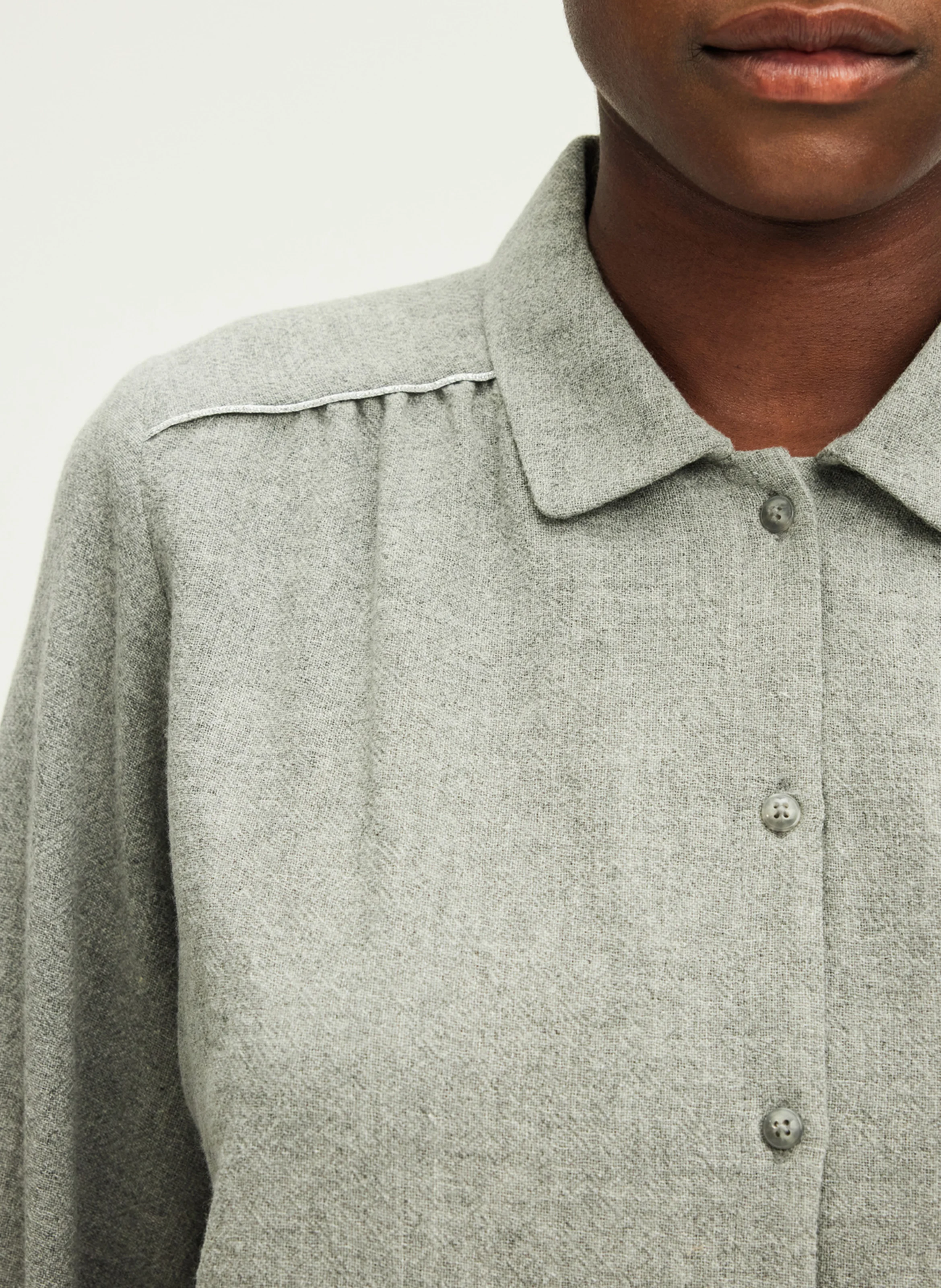 BERMA - Chemise col classique en laine mélangée | Gris