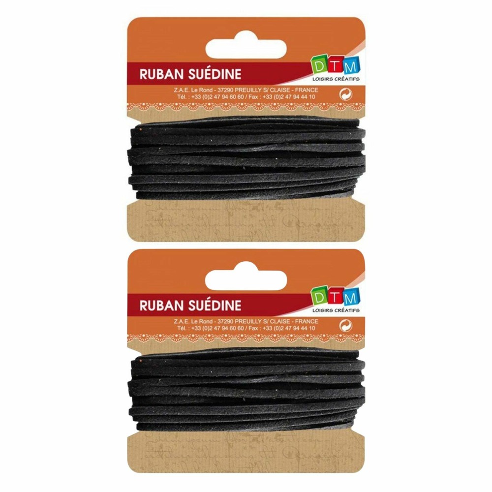 2 rubans en suédine 5 m - noir