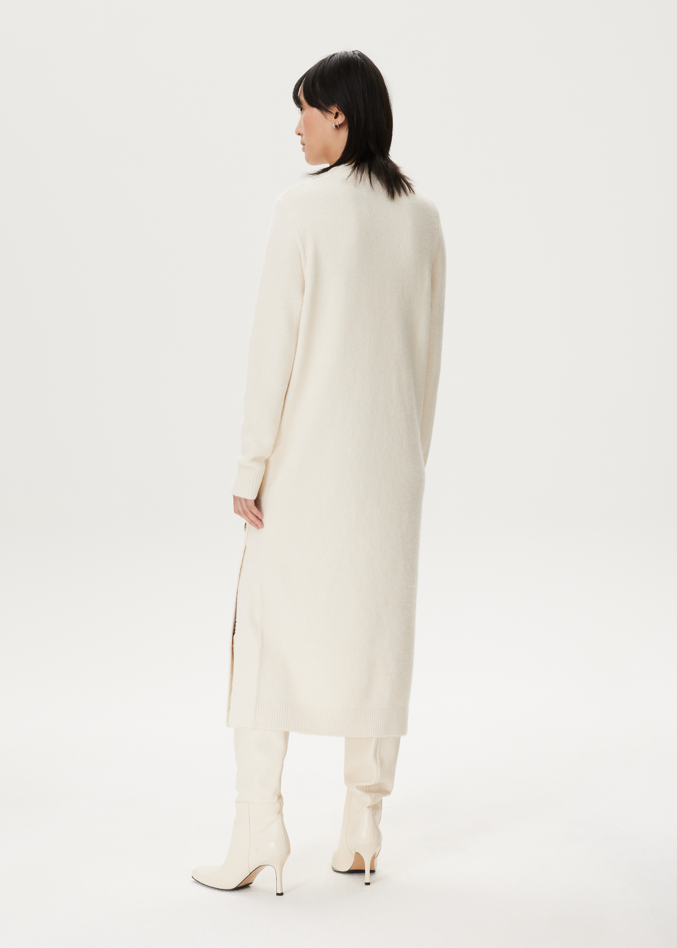 Gebreide midi jurk met sierknopen