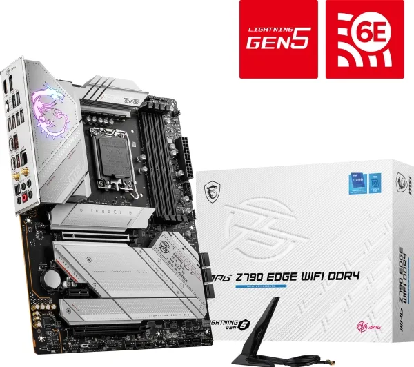 [OUTLET] - MSI MPG Z790 Edge WIFI DDR4 - Bundkort - ATX - LGA1700 sokkel - Z790 Chipset - USB 3.2 Gen 1, USB 3.2 Gen 2, USB-C 3.2 Gen2, USB-C 3.2 Gen 2x2 - 2.5 Gigabit LAN, Bluetooth, Wi-Fi - onboard grafik (CPU påkrævet) - HD Audio (8-kanaler)
