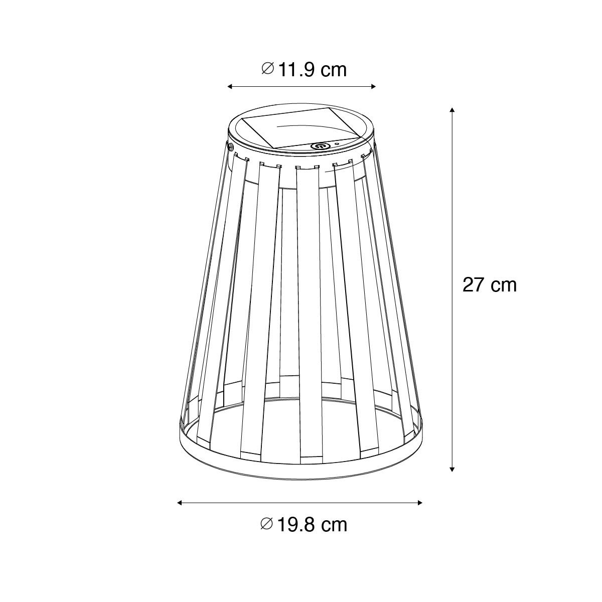 Buiten tafellamp zwart incl. LED 3-staps dimbaar solar en oplaadbaar - Penny