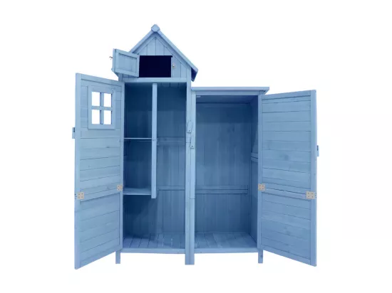 Abri de jardin en bois de sapin - remise à outils avec 2 étagères intégrées - H 173 cm - toit imperméable en PVC - Vert