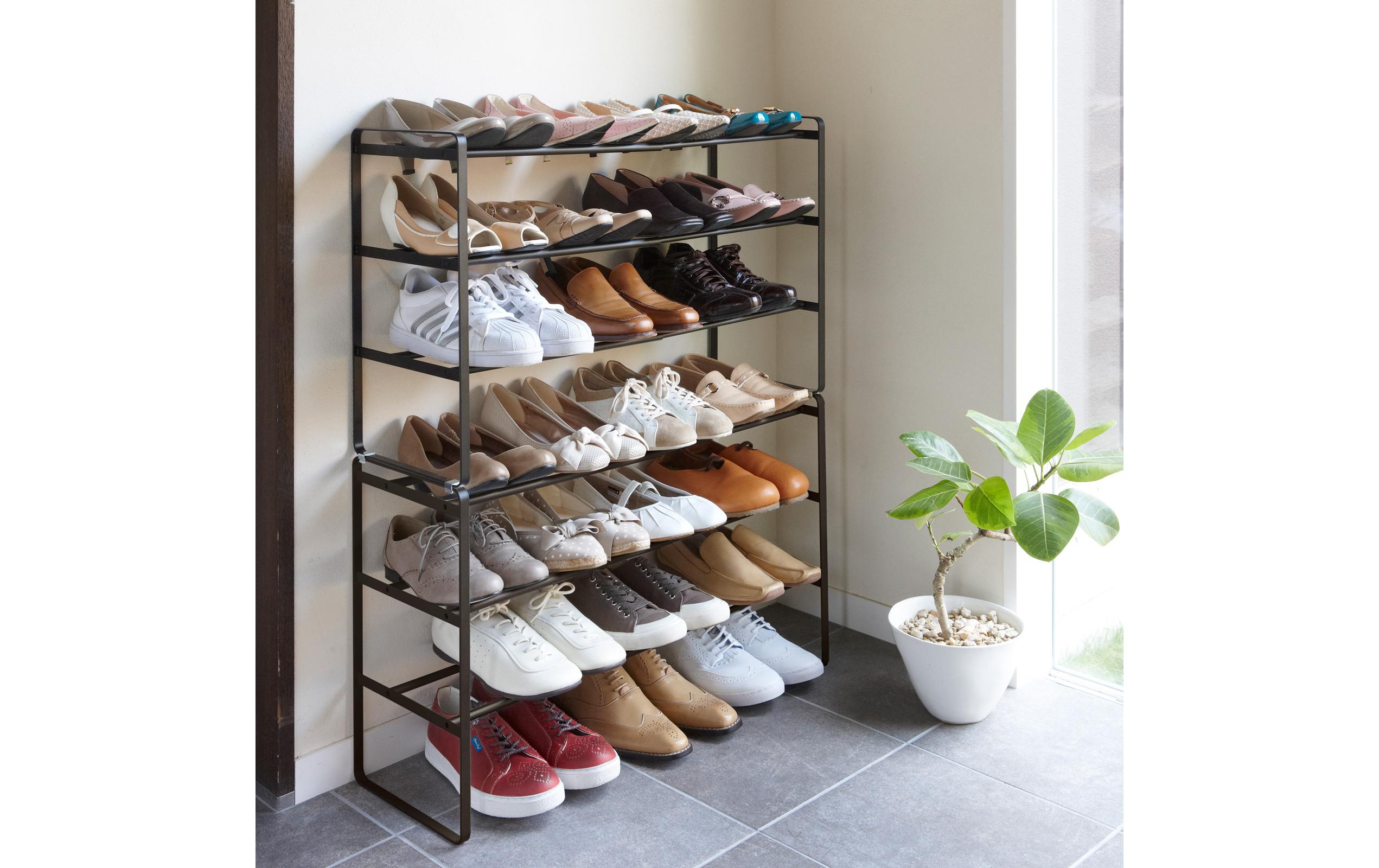 Schuhregal Tower 41 x 25 x 46 cm, Schwarz3-stufiges ausziehbares Schuhregal