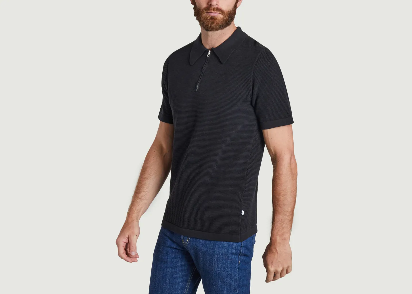 Polo loose côtelé col zippé KCA