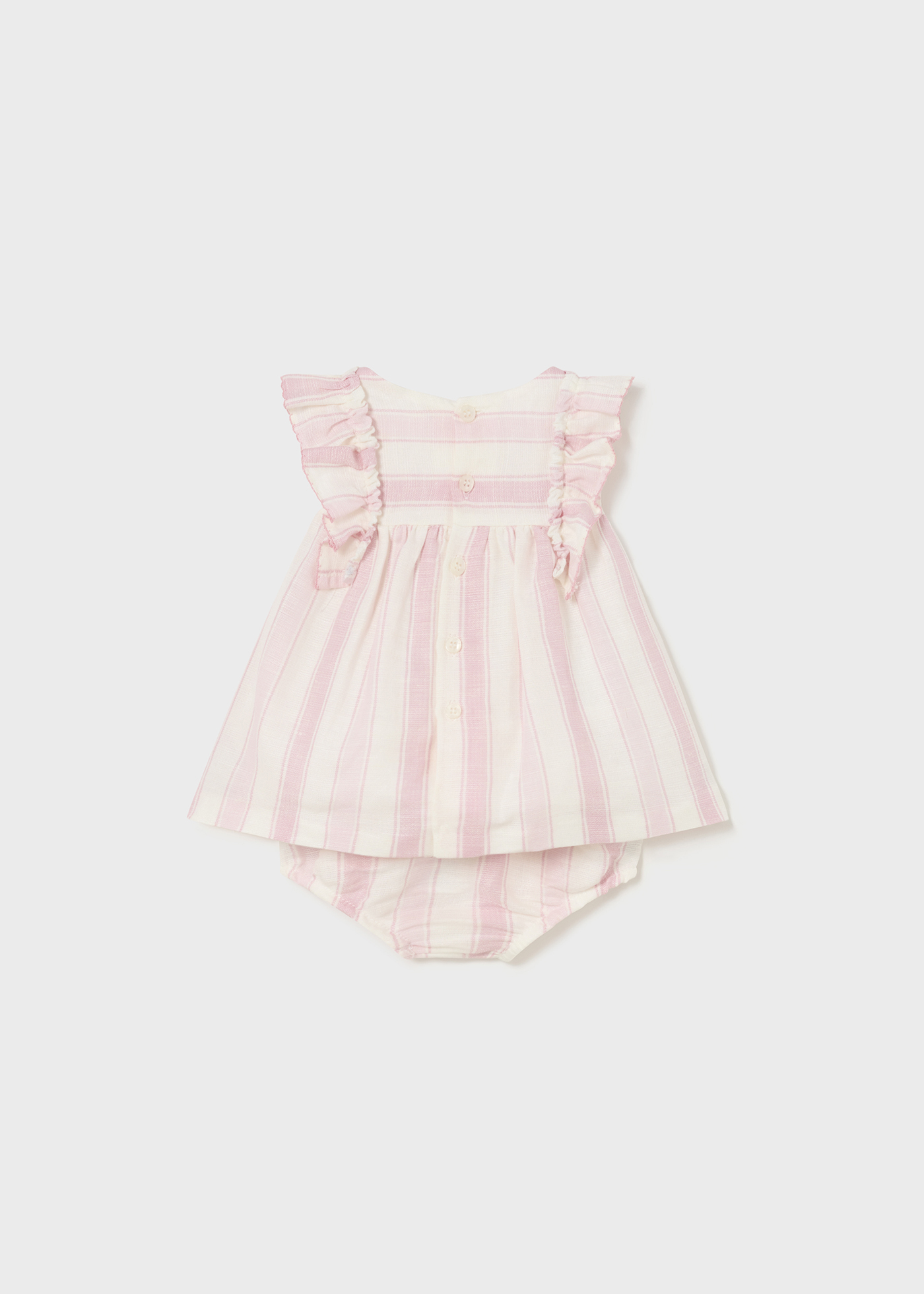 Vestido listrado de linho europeu para recém-nascido Tulita com capa para fralda