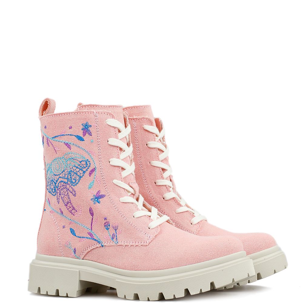*Vegan* laarzen La Pintura Marbella gerecycled canvas roze