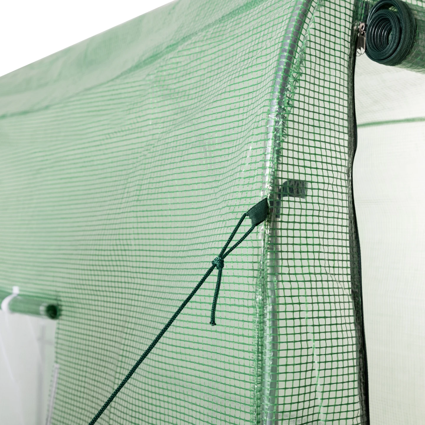 Serre à tomates relevable 3m² verte 2 fenêtres avec moustiquaire et porte zippée