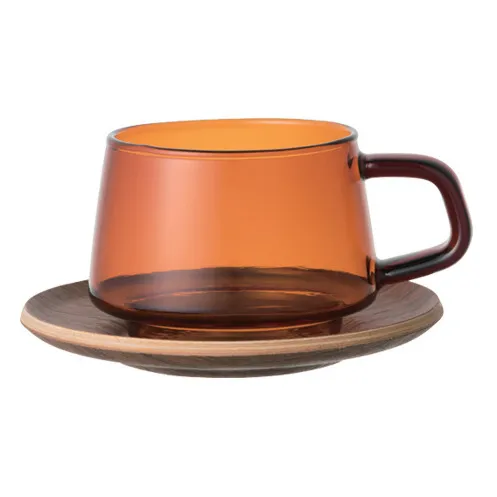 Kinto Tasse et soucoupe Sepia en teck | Ambre