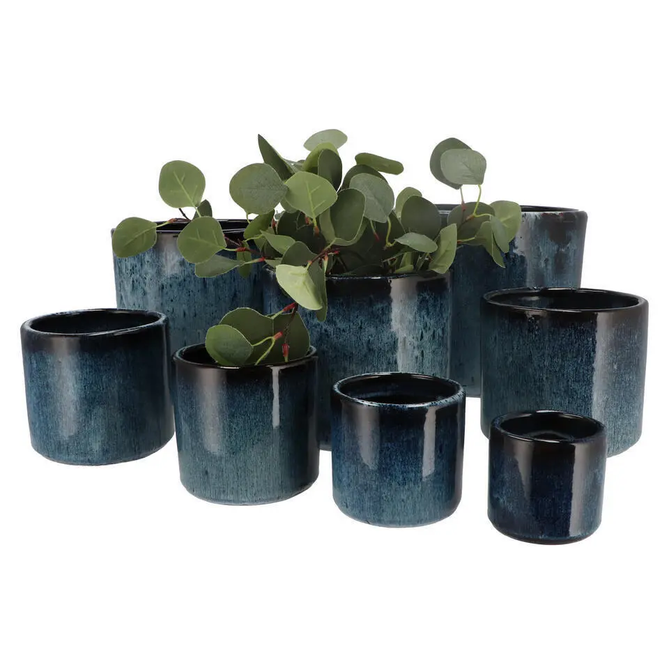 DK Design Bloempot model Blue Glaze - blauw - D23 x H26 cm