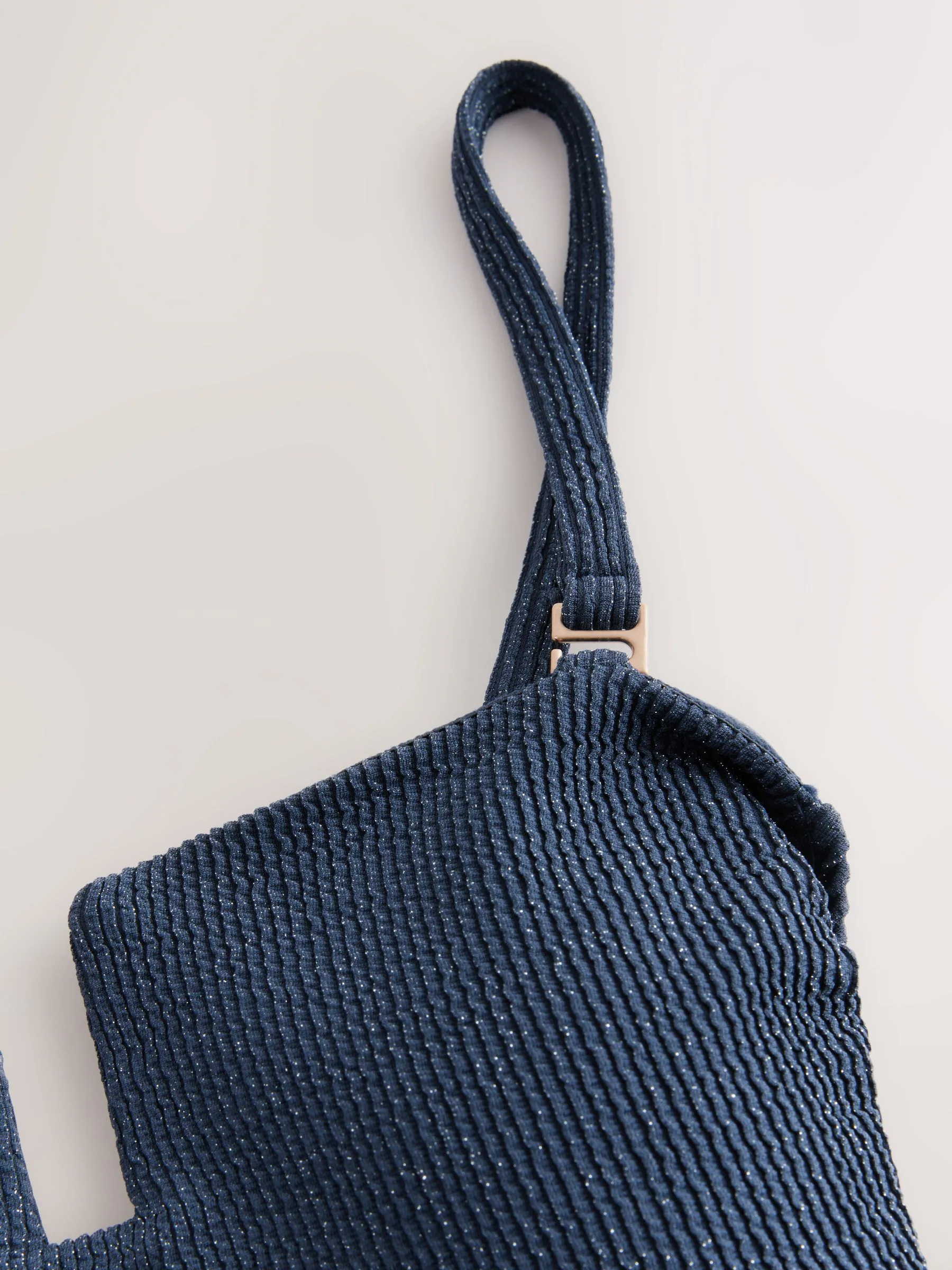 Marineblauw metallic kreukeltextuur - Bandeau buikcorrigerend bandeau-badpak