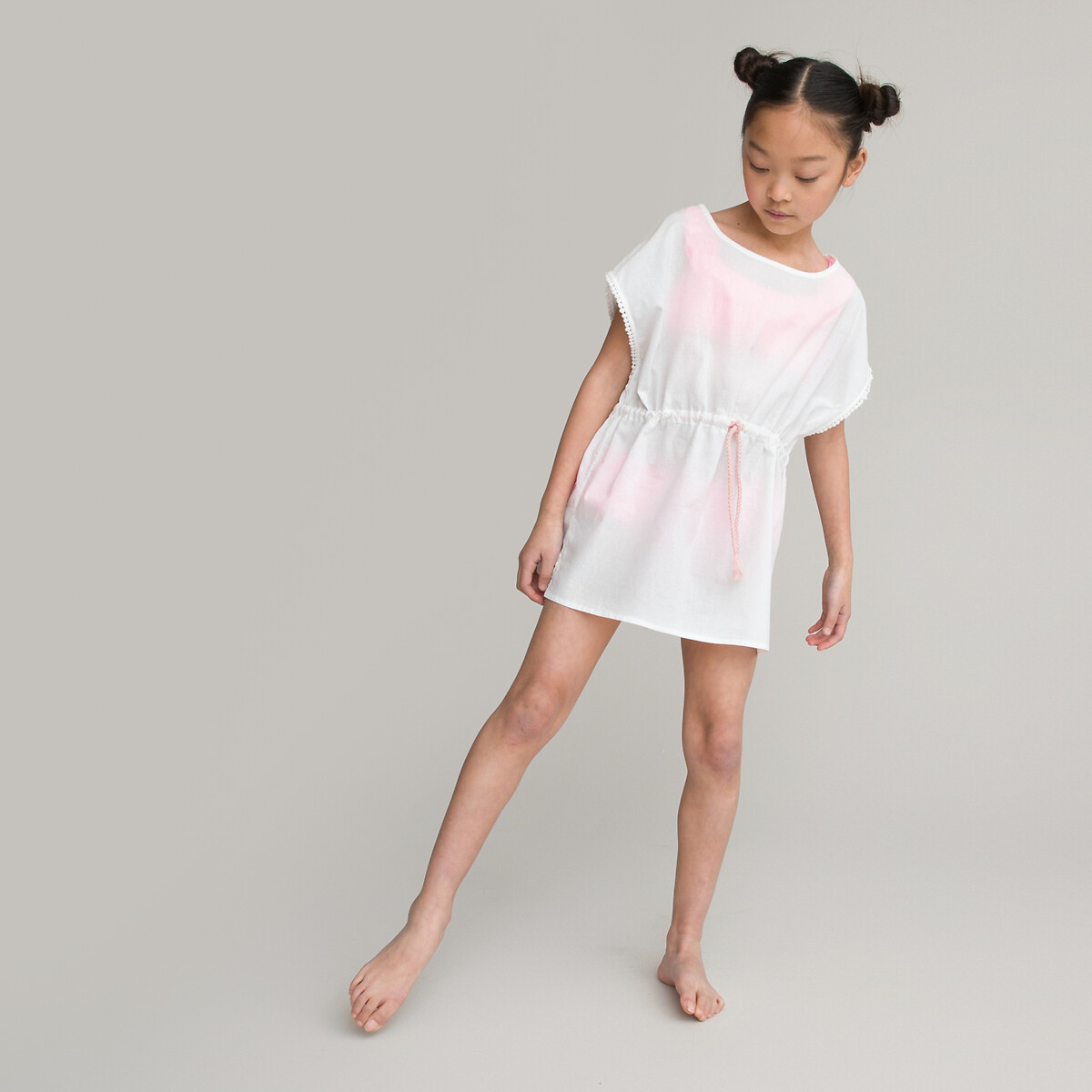 COLEÇÕES LA REDOUTE<br>Blusa com decote redondo e acabamento em pompom