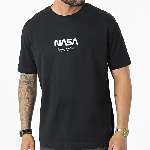 Tee Shirt Oversize Large Space Edition Noir Vert Fluo