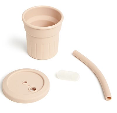 Petite Chérie Elio Silikonkopp med Sugerør, Dusty Pink