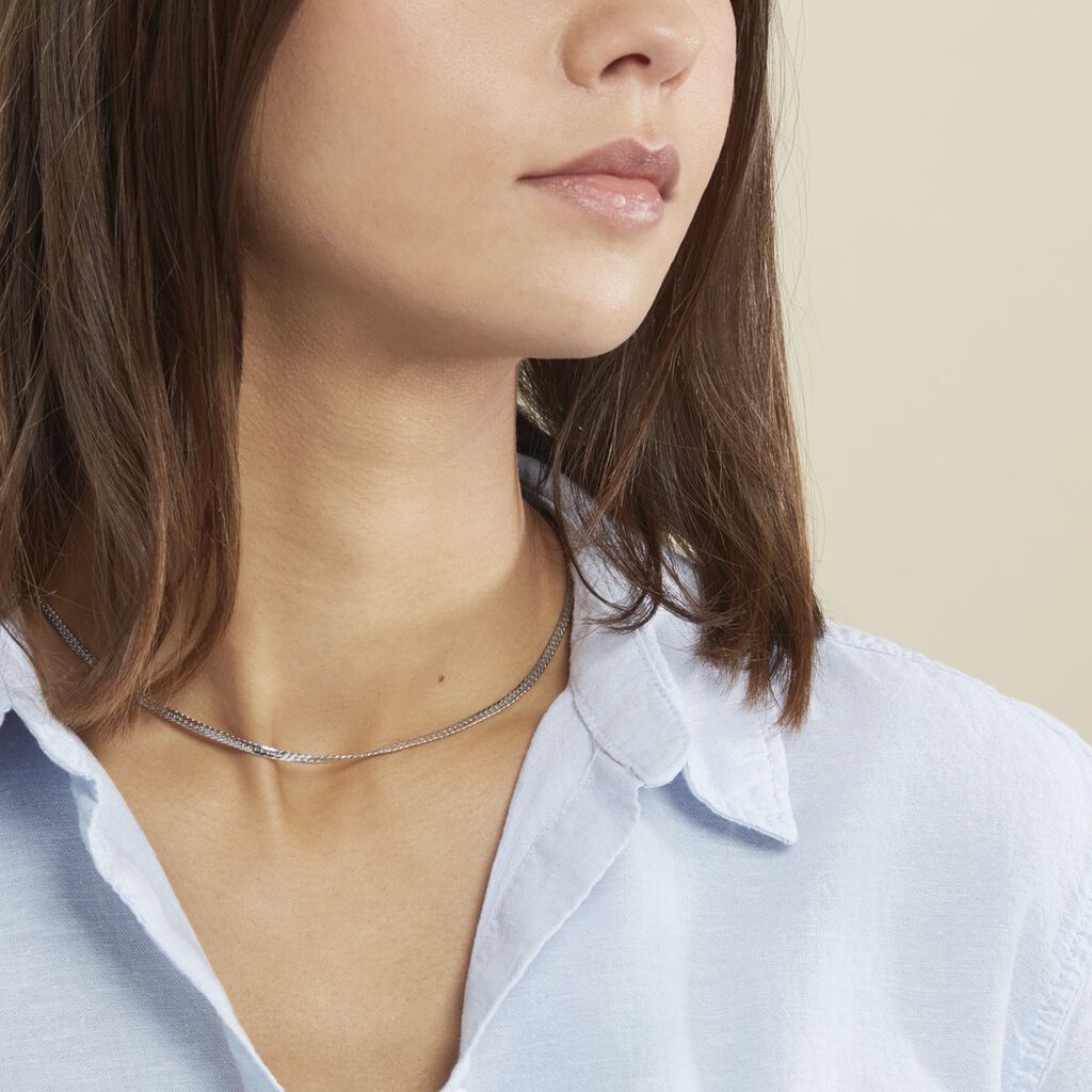 Collier Tamsinae Maille Anglaise Or Blanc
