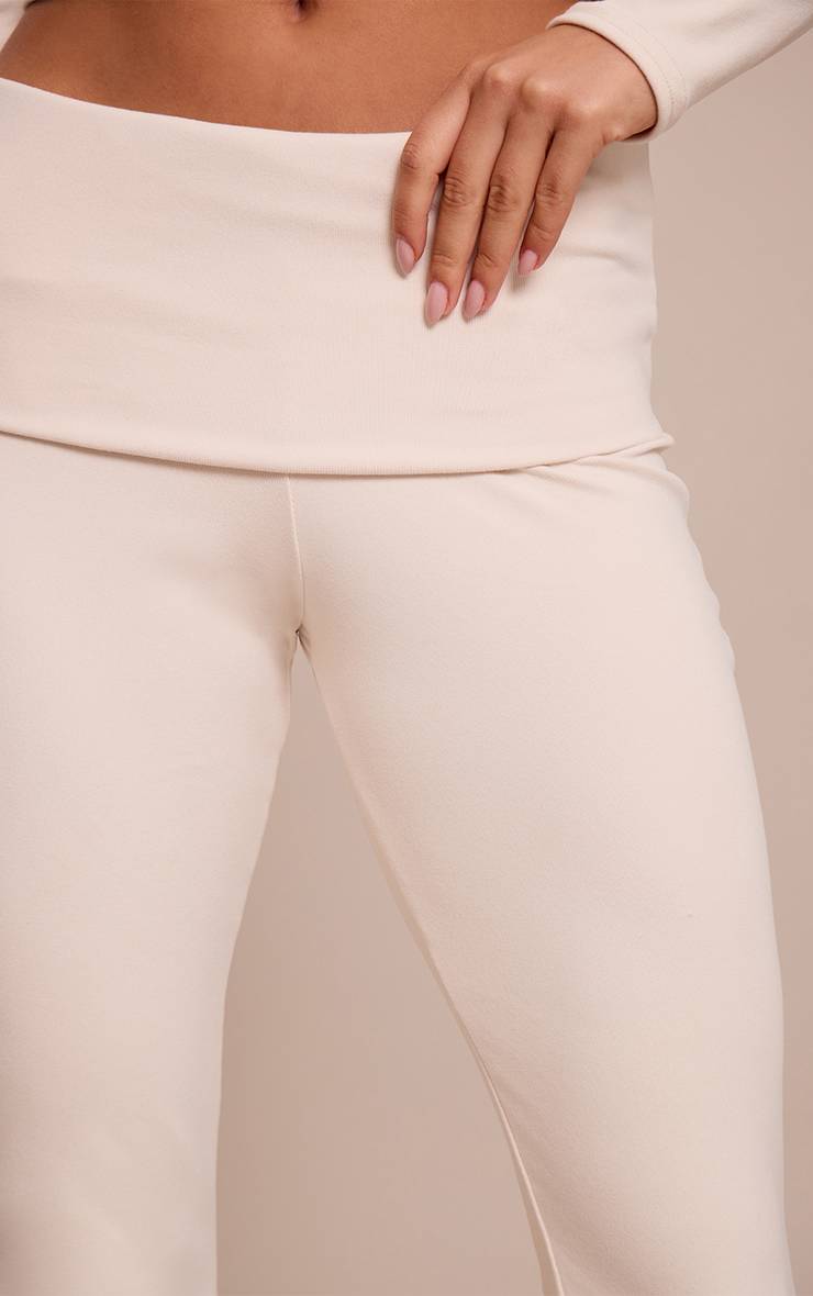 Crème Pantalon Évasé À Taille Repliable Toucher Doux