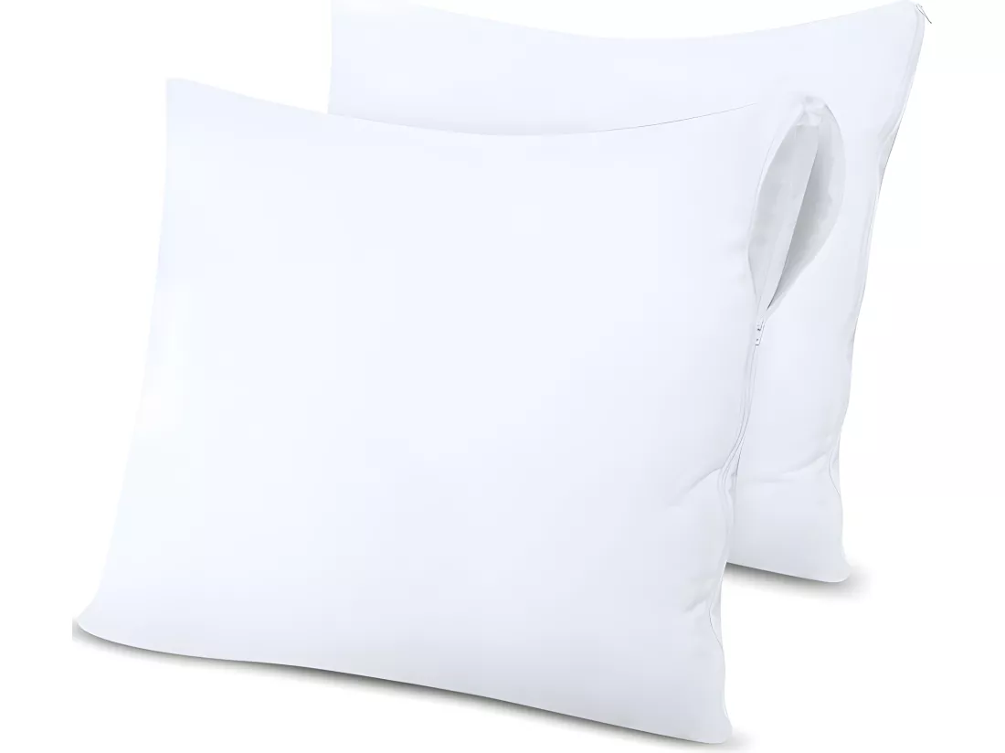 Lot de 2 protège oreiller éponge imperméable anti-acariens 63 x 63 cm