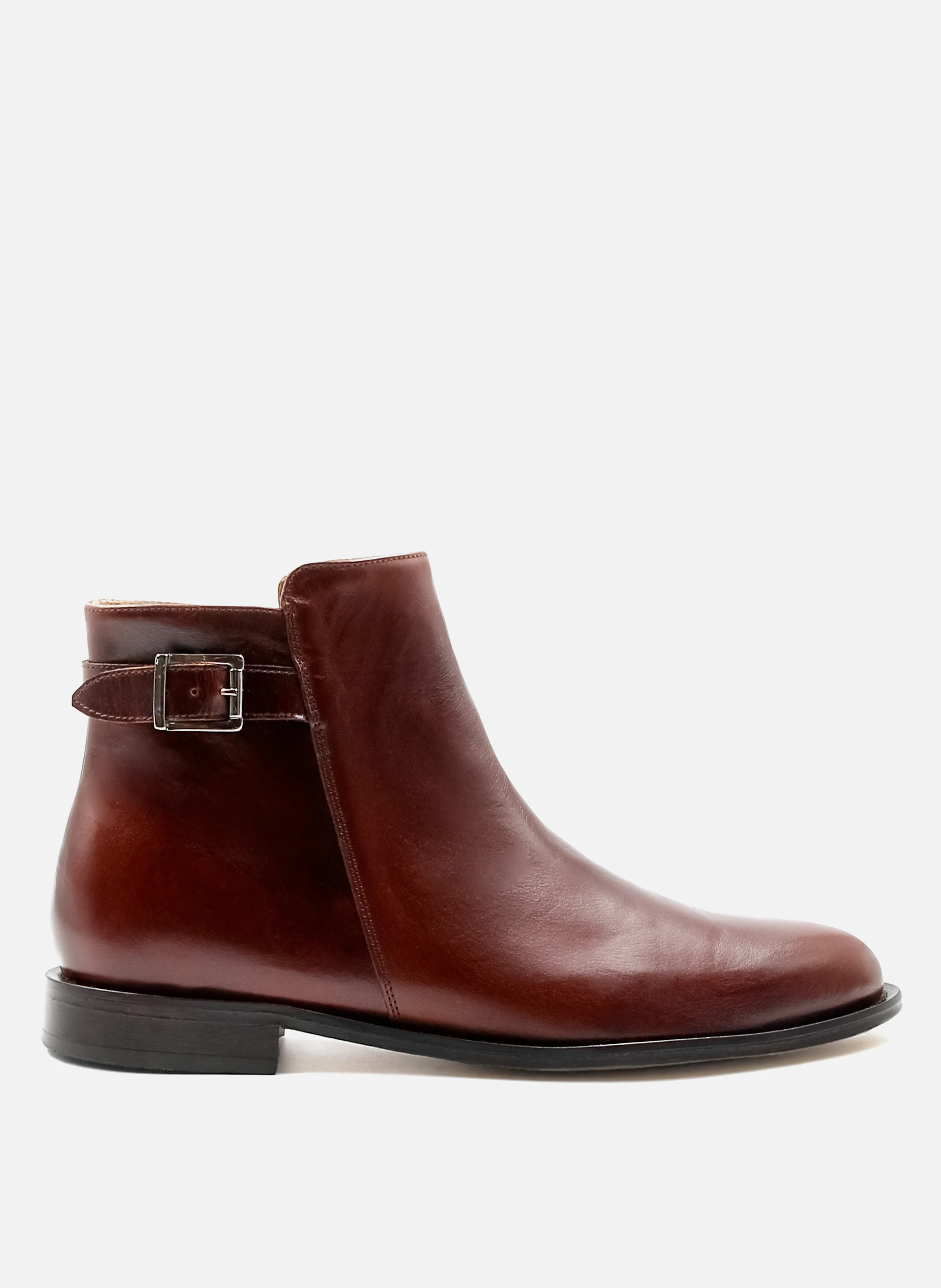 Boots à boucle cuir lisse | Marron