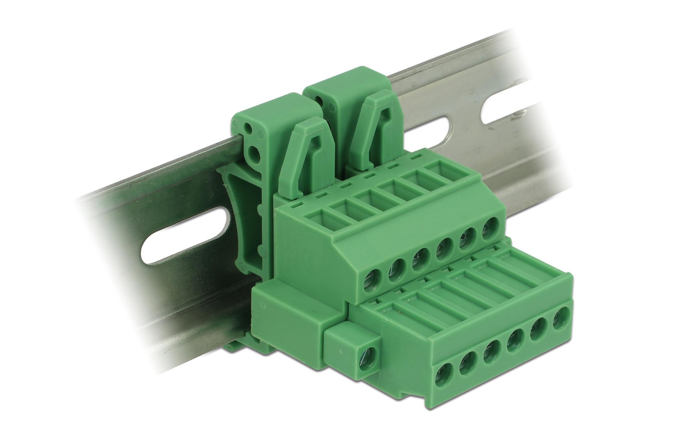 Hutschiene/DIN Rail Terminalblock 6PinDelock Terminalblock Set für Hutschienen 6 Pin mit Schraubverriegelung
