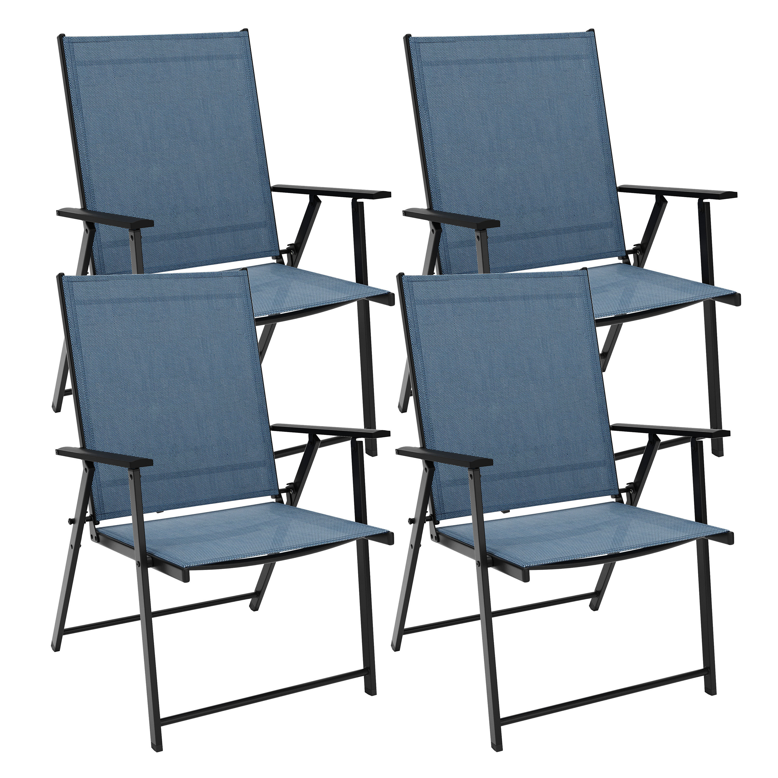 Gartenstuhl REA 4er Set dunkelblau/schwarz