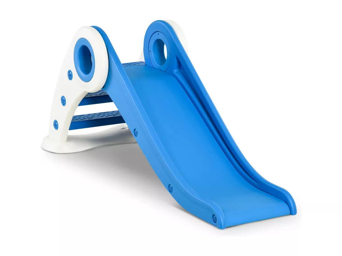 Toboggan enfant pliable 3 à 6 ans usage intérieur extérieur dim. 120L x 50l x 56H cm HDPE bleu