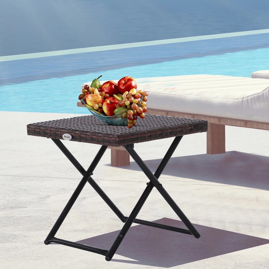 Outsunny Polyrattan Gartentisch klappbar braun