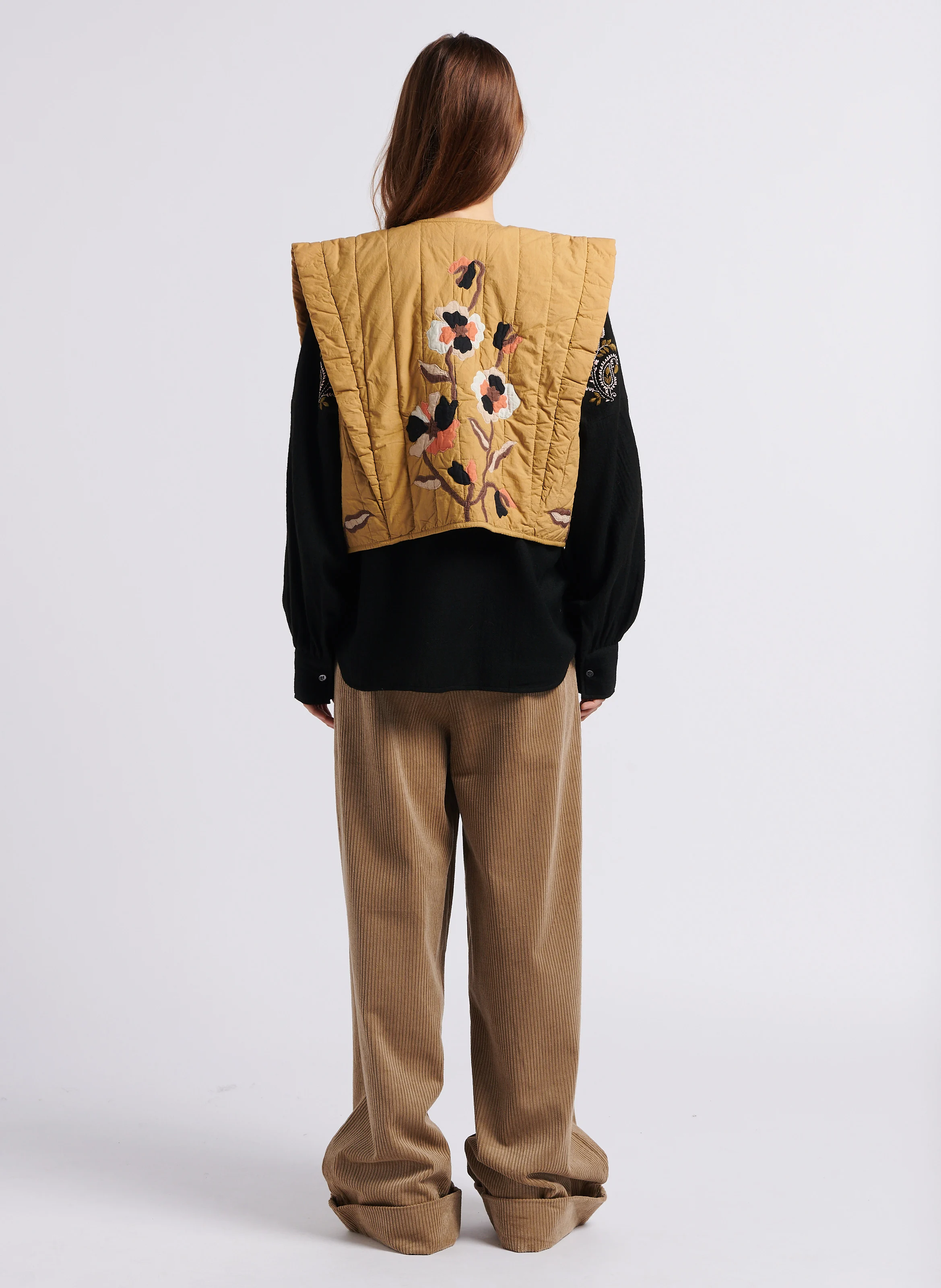 HIPPY - Blouse ample col rond brodée en coton | Noir