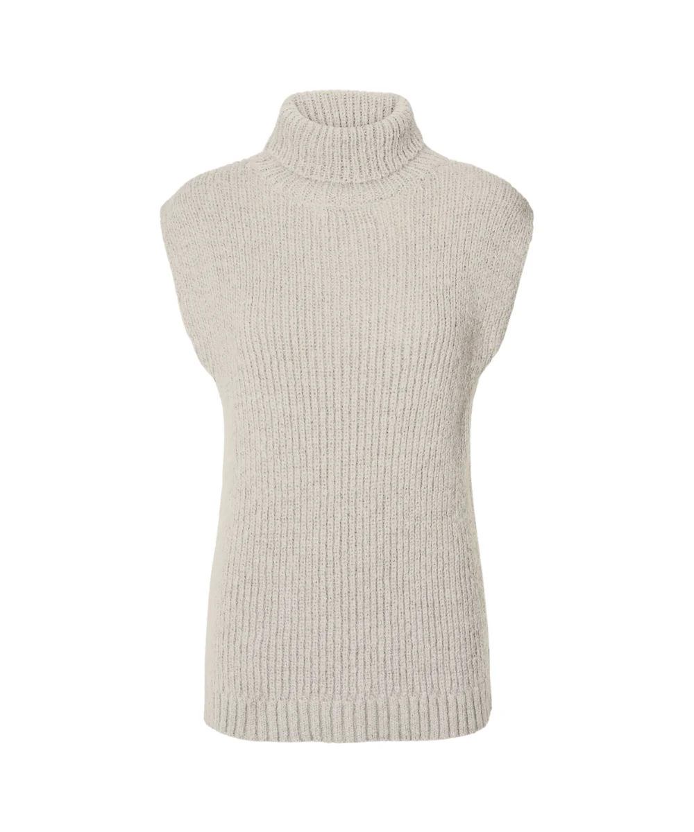 Rabens Saloner  Koto Dual knit funnel neck uldvest - Beige