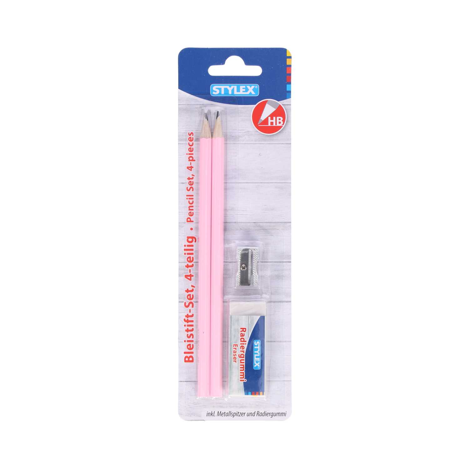 STYLEX® Bleistift-Set HB mit Spitzer & Radierer 4teilig 3fach