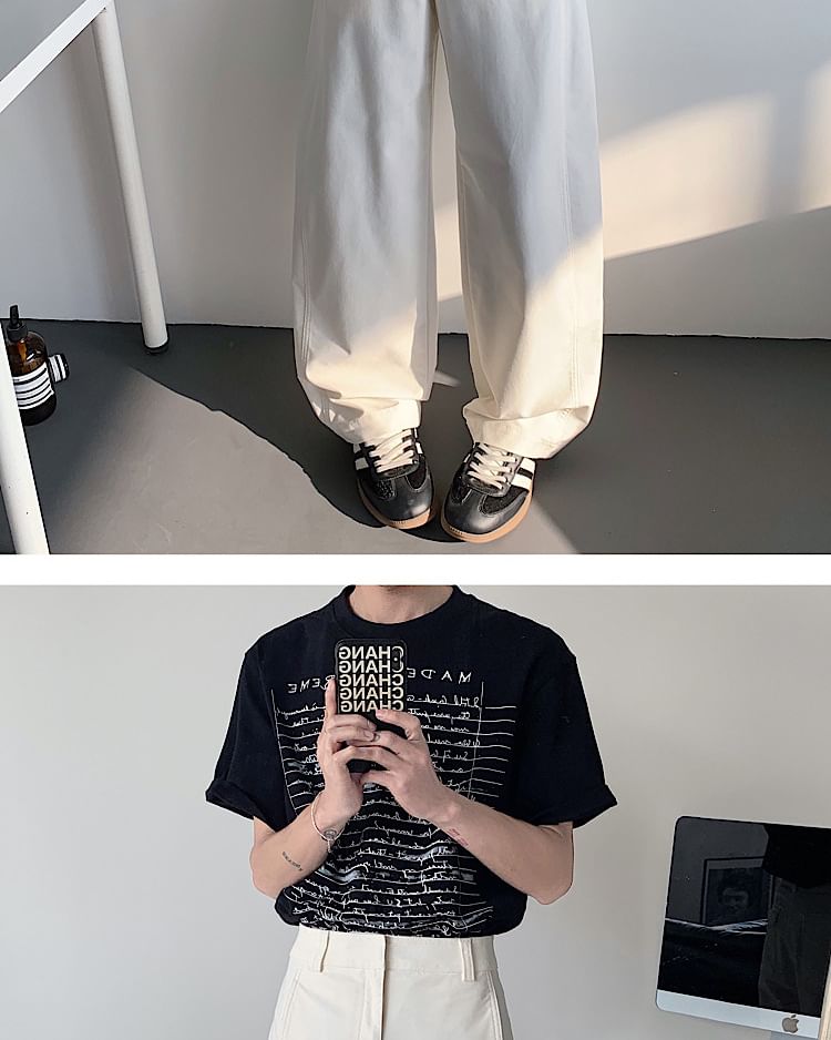 Omozando - Hoge taille effen rechte broek