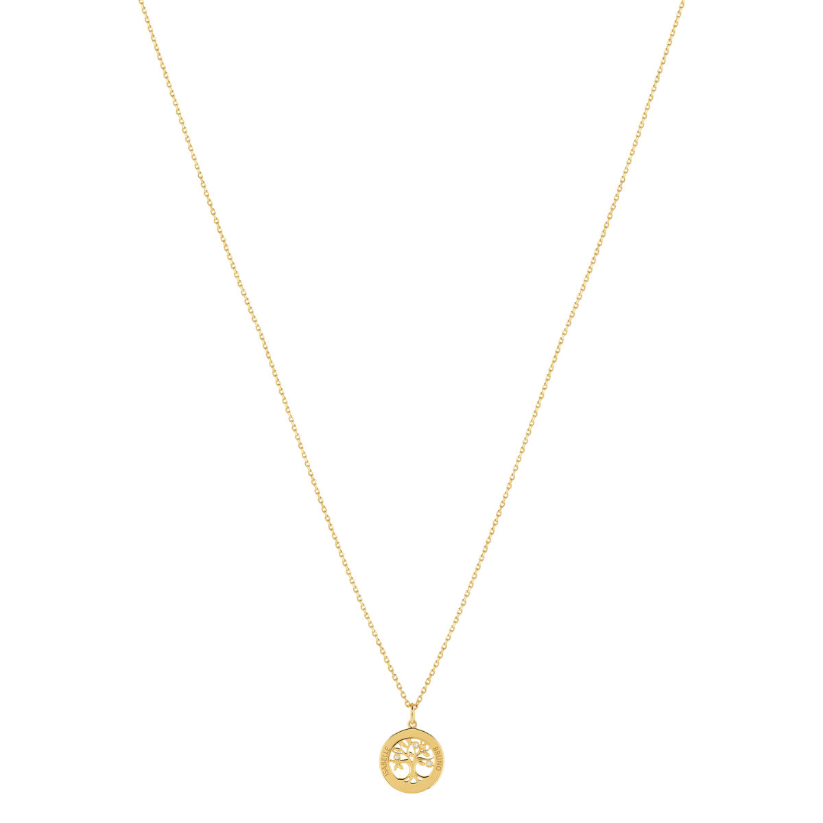 Collier plaqué or arbre de vie zirconias 44,5 cm