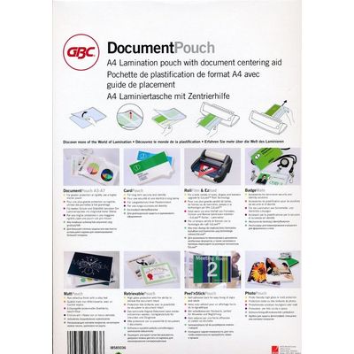 GBC - 100 pochettes de plastification A4 (216 x 303 mm) - 2 x 80 microns - brillantes