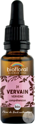 Biofloral Fleurs De Bach 31 Vervain/Verveine Compréhension Et Acceptation Bio 20ml