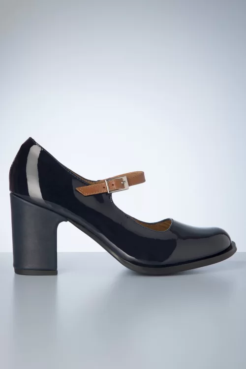 Nemonic Atenea Mary Jane pumps in navyblauw