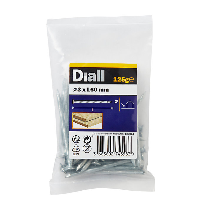 Clous torsadés en acier galvanisé 3x60 - 125g