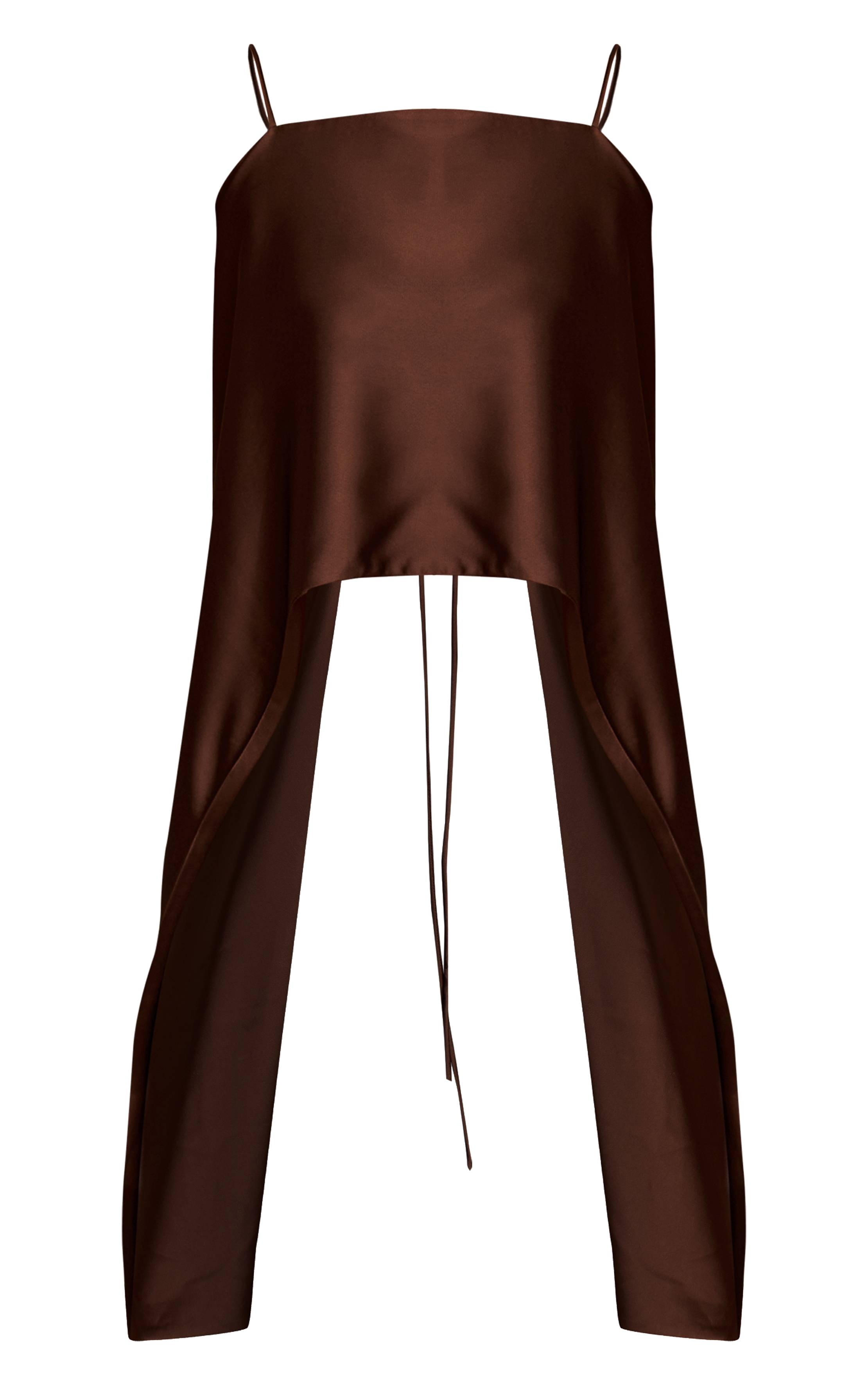 Chocolat Haut Dos Drapé En Satin