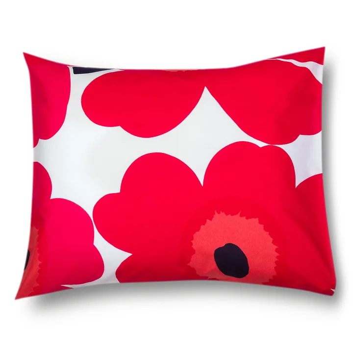 Marimekko - Unikko Kopfkissenbezug 80 x 80 cm, rot / weiss