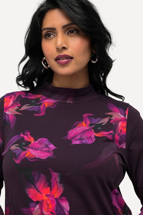 Shirt, Pima Cotton, Lilen, Stehkragen, 3/4-Arm