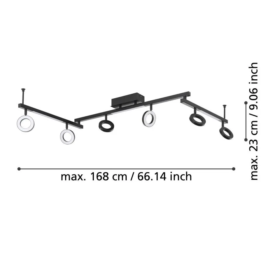EGLO Cardillio 1 Opbouwspot - LED - 158 cm - Zwart