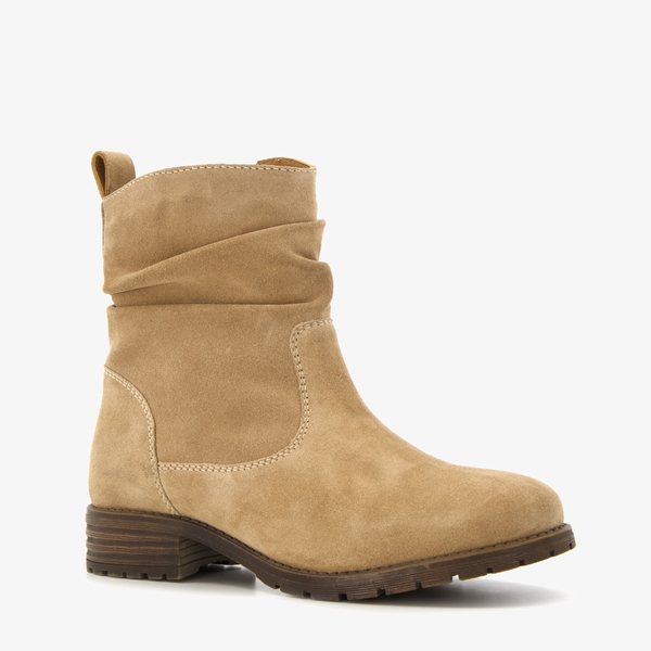Hush Puppies suède dames enkellaarsjes beige