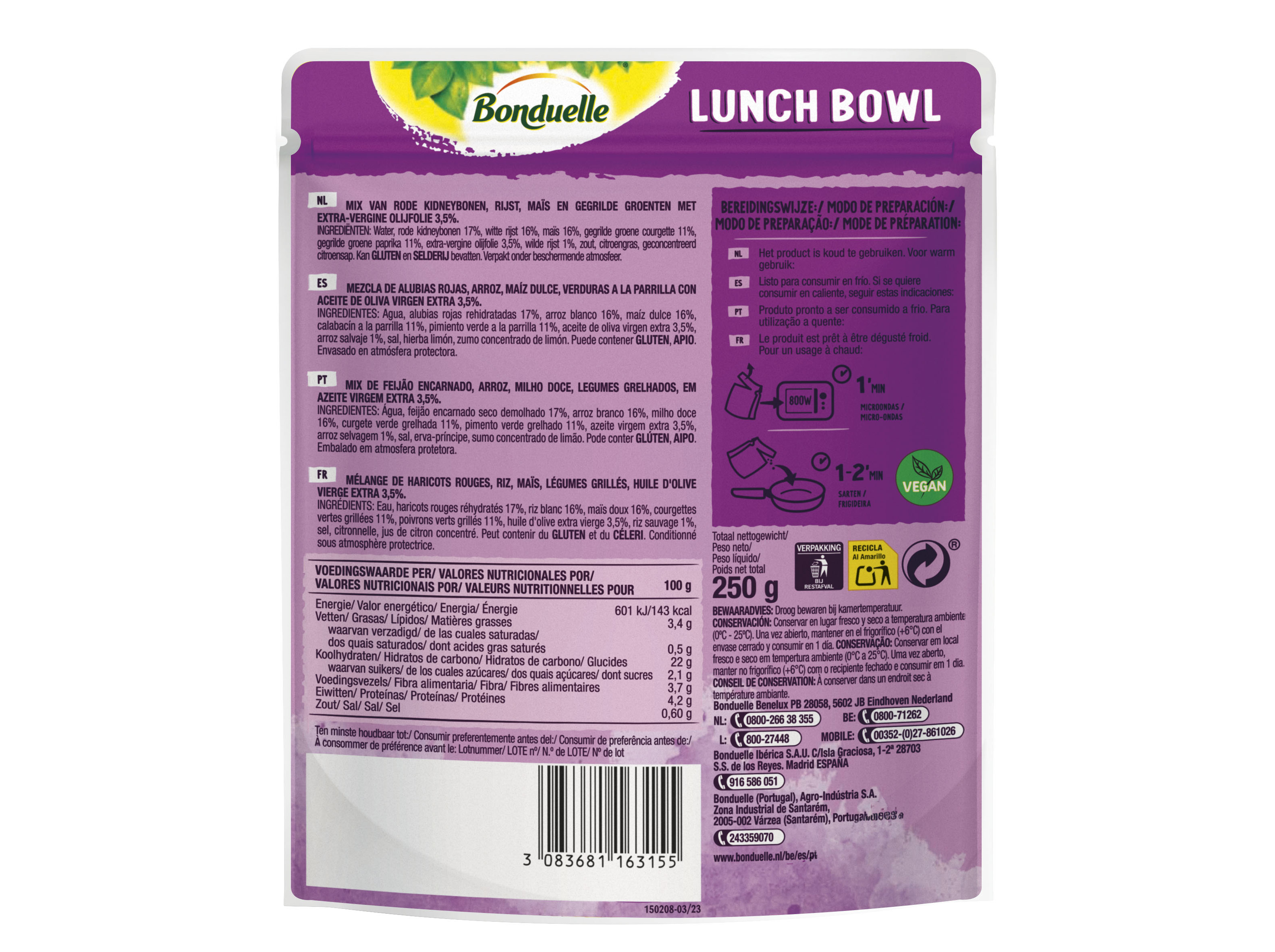LUNCH BOWL ARROZ BONDUELLE 250G