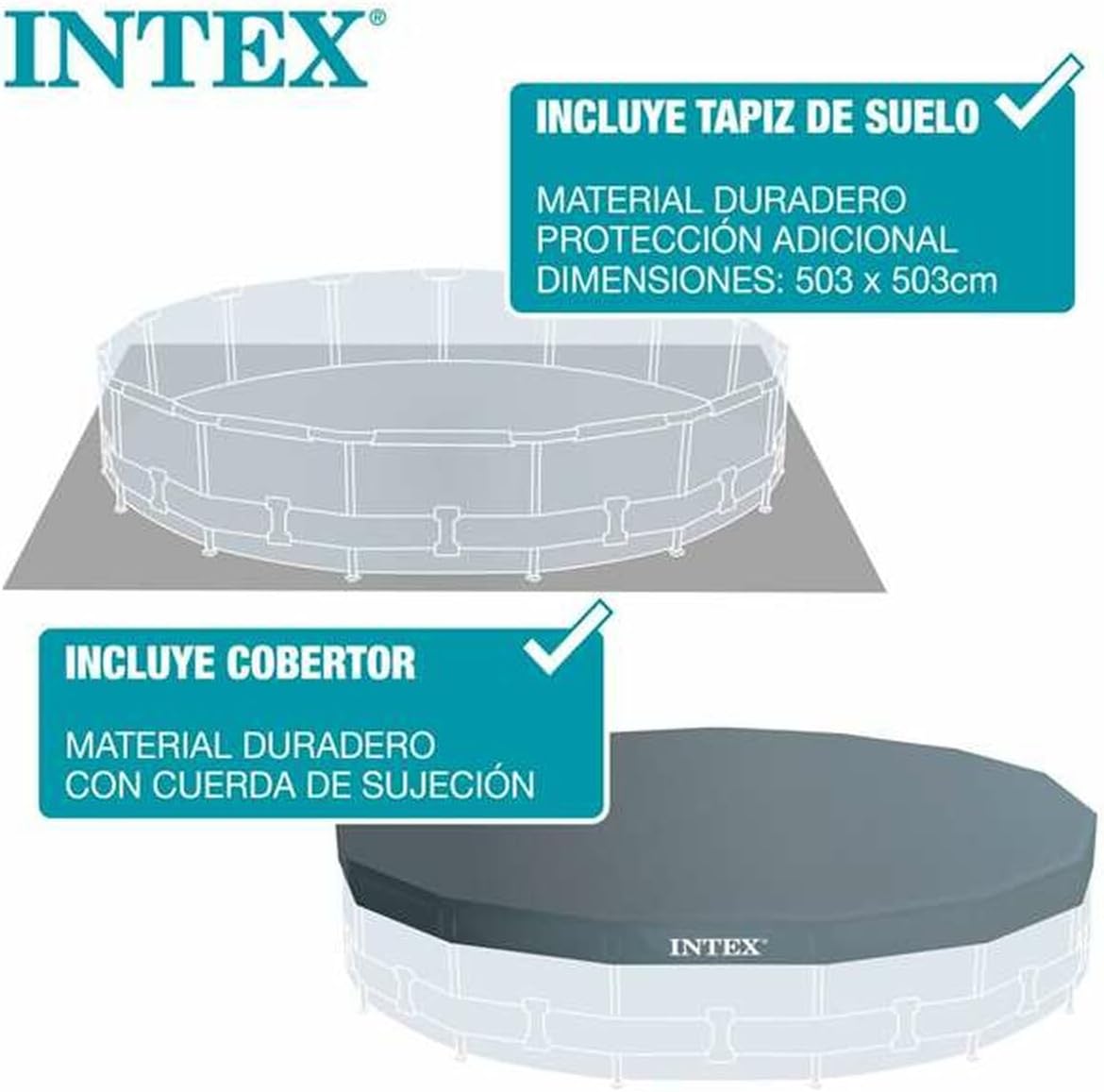 Intex kit Piscine Tubulaire Clear Window (ø) 4,88 x (h) 1,22m