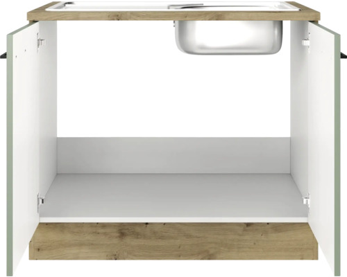 Flex Well spoelbakkast inclusief spoelbak Cara BxDxH 100 x 60 x 85 cm groen mat gedemonteerd
