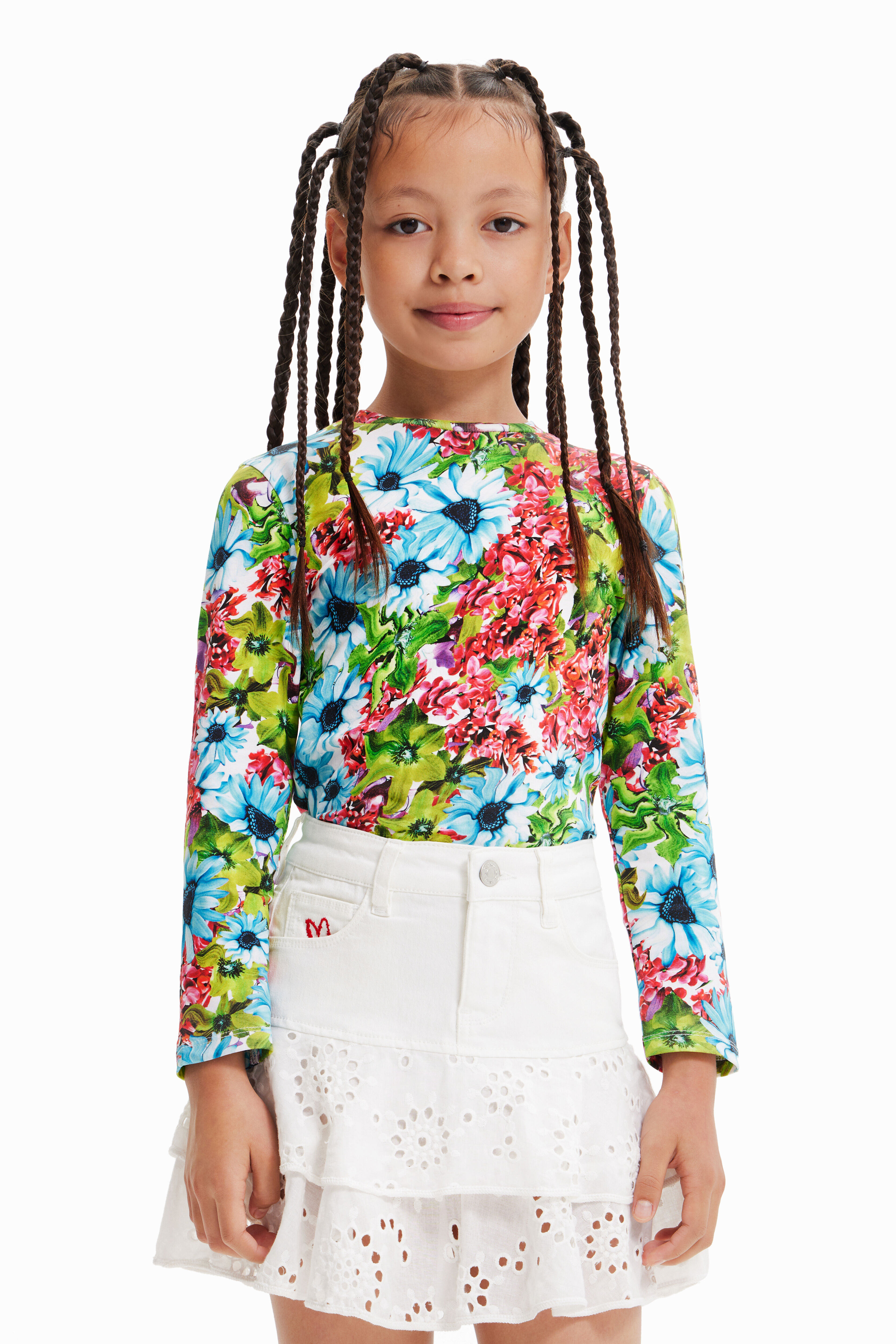 T-shirt fleuri multicolore