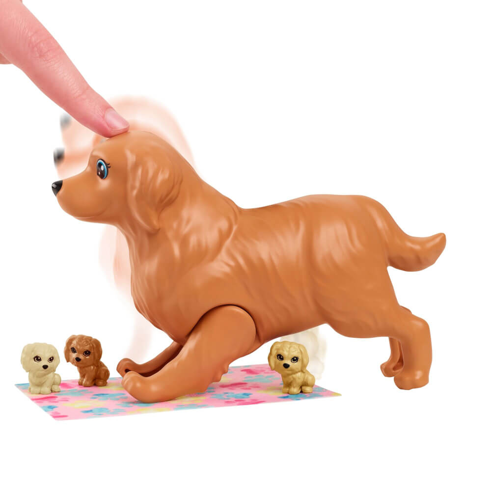 Barbie Puppe (blond) mit Hund und Welpen