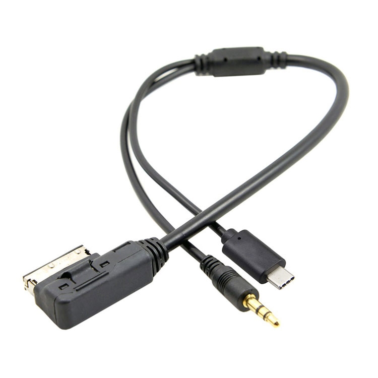Auto KFZ AMI MDI (30cm) USB C   3.5mm AUX Schnittstelle Musik Adapter-Kabel Interface Konverter für VW / Audi
