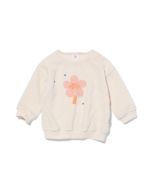 sweat nouveau-né velours fleurs blanc cassé
