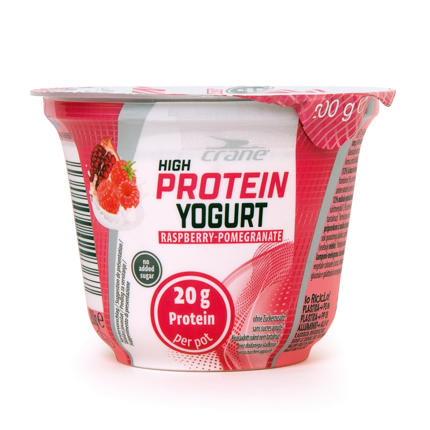CRANE Proteinjoghurt, Himbeere-Granatapfel 200 g