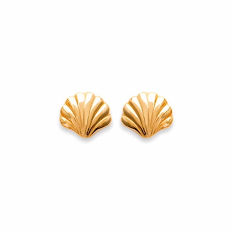 Boucles d'Oreilles Plaqué Or Petites Puces Coquillage