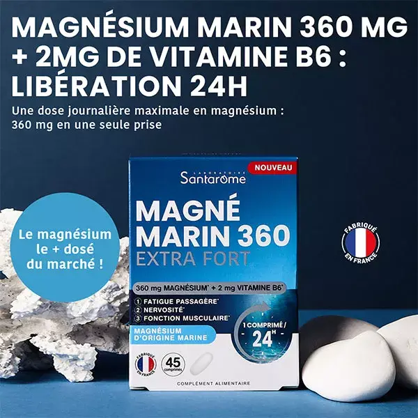 Santarome - Magnésio Marinho 360 mg Extra Forte - Estresse, Fadiga - 45 comprimidos